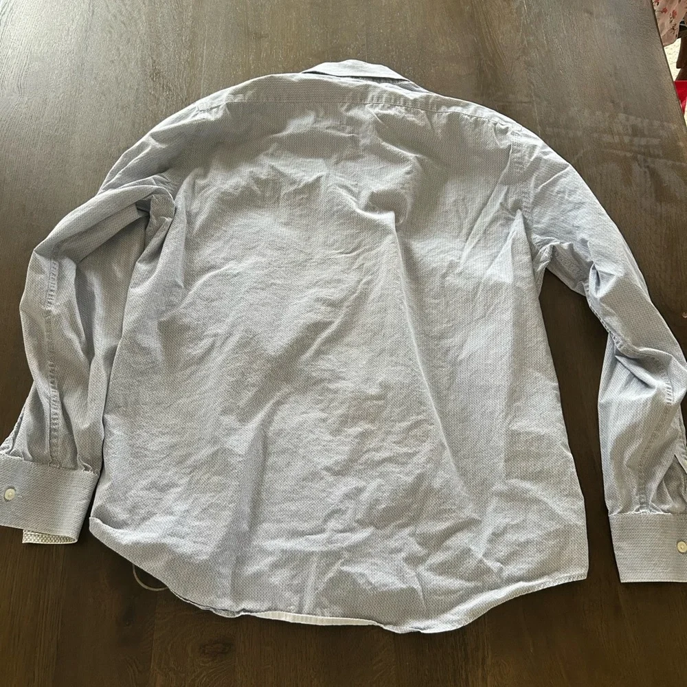 Banana Republic long sleeve button down print shirt white blue green